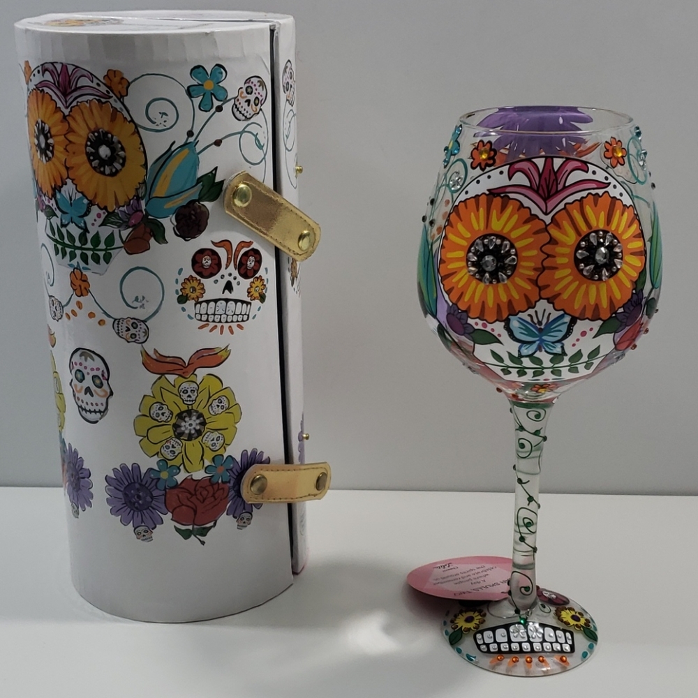 Lolita Sugar Skulls Two Super Bling Wine Glass